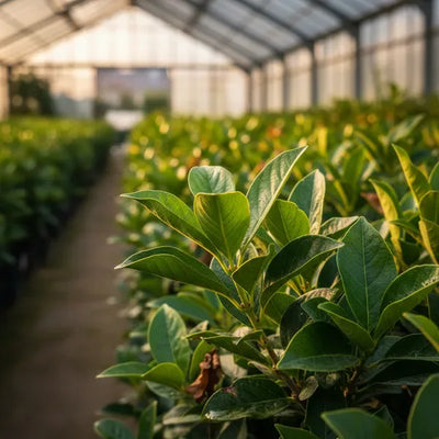 Siepe di Viburnum Lucido con foglie lucide e verdi, ideale come pianta antiallergica
