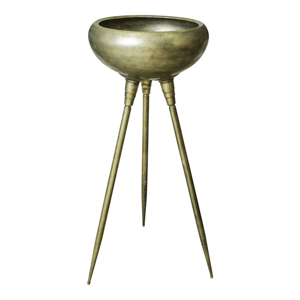 Jardinière en métal Genesis Brass 3 pieds rond haut S