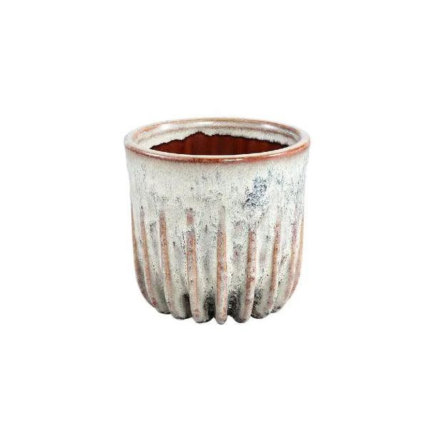 Pot rond côtelé en céramique crème Holker XS