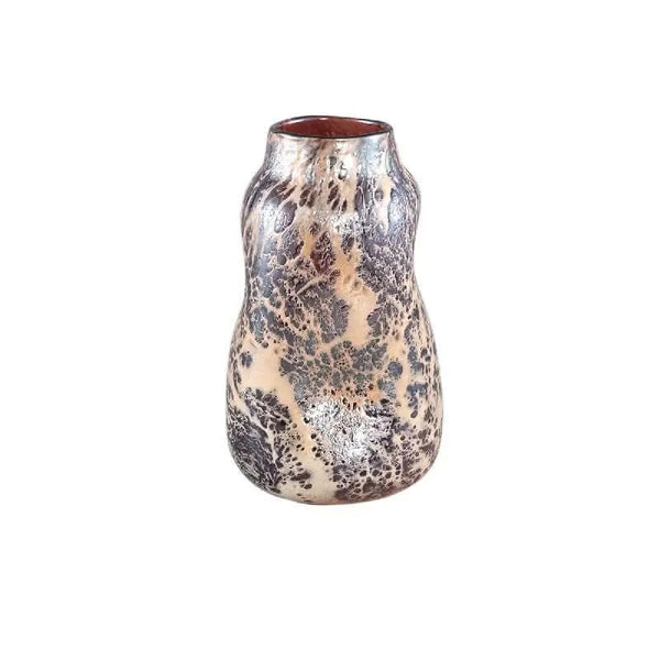 Xamery Red solid glass vase bubble waves S
