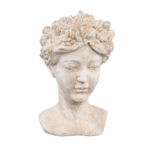 Statue en ciment Sherlene Cream en forme de visage, de grande taille