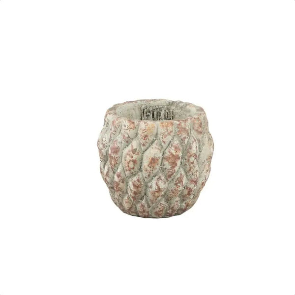 Susannah Taupe cement pot bubble pattern round XS