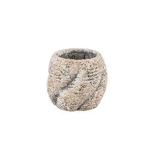 Pot en ciment Evanthia Taupe à motif tourbillon bas S