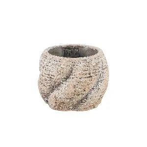 Evanthia Taupe cement pot swirl low M