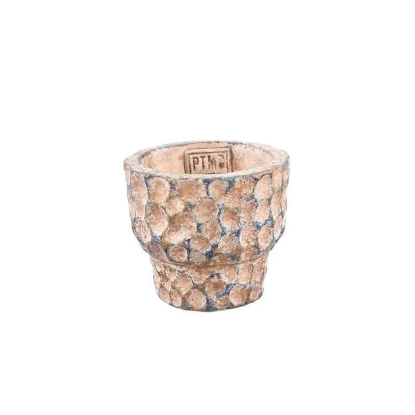 Pot rond en ciment brun Liselot, motif estampé, taille XS