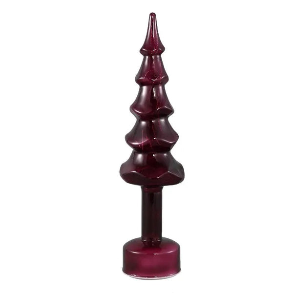 Statue d'arbre animée en verre Carolle Burgundy LED B