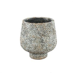 Pot rond Laim Grey ciment motifs à pois sur la base M