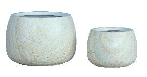 Amilee BEIGE GRC pot rond aspect marbre L