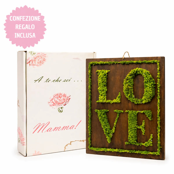 Quadro Rettangolare LOVE in Muschio Stabilizzato con Scatola Regalo