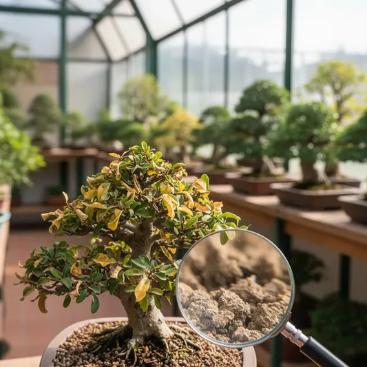 Bonsai semi secco controllo visivo con lente