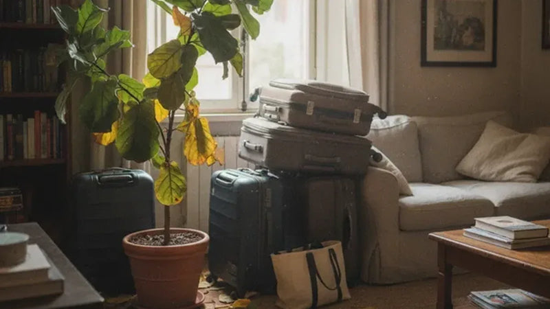 Piante sofferenti con foglie gialle al rientro dalle vacanze in un appartamento.