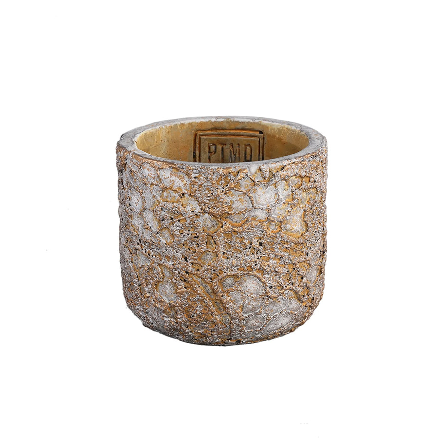 Lacie Grey cement pot round gold lace pattern XS - i Giardini di Giulia 