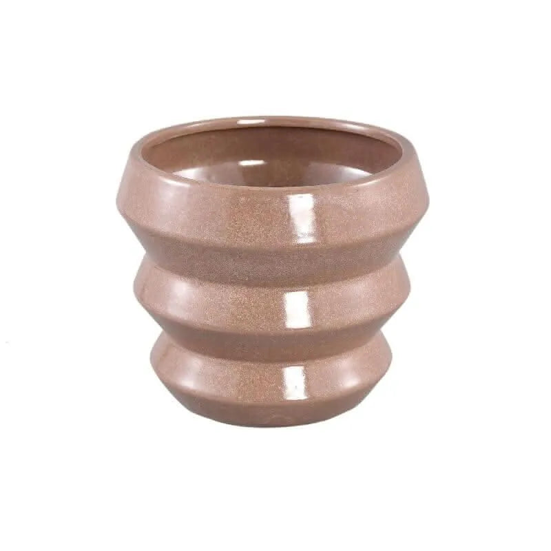 Tims Brown glazed ceramic pot ribbed round XL - i Giardini di Giulia  