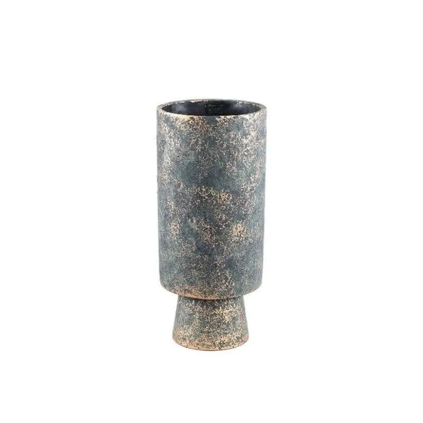 Pot en ciment Mister Black couleur brute rond haut S