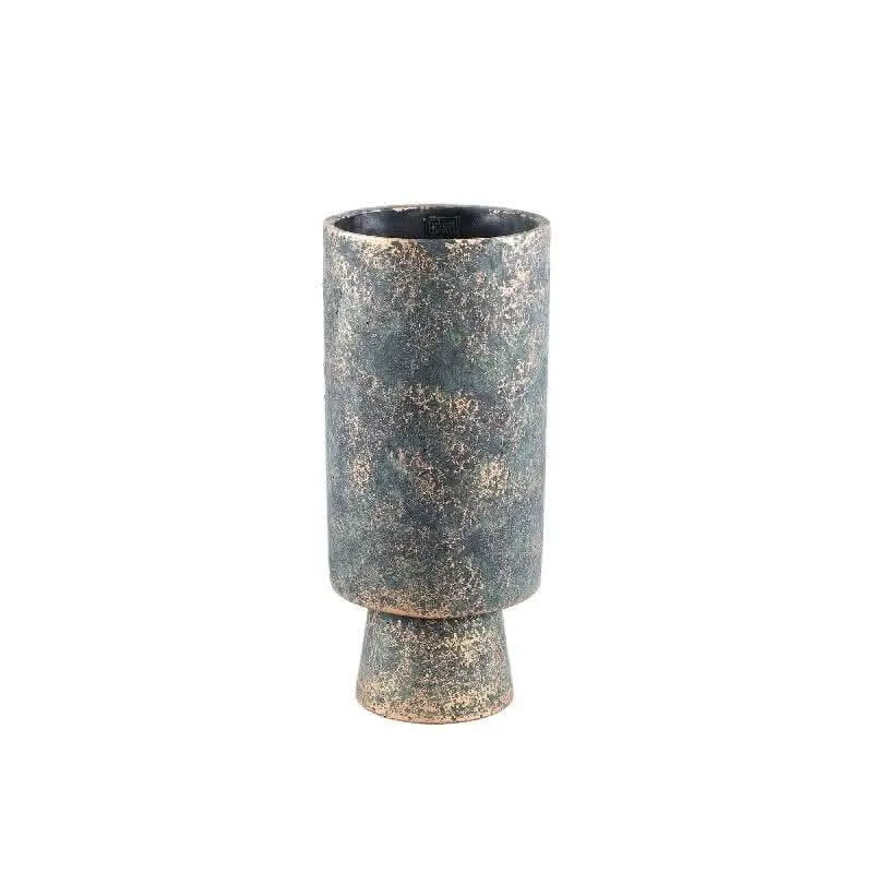 Mister Black cement pot rough color round high S - i Giardini di Giulia  