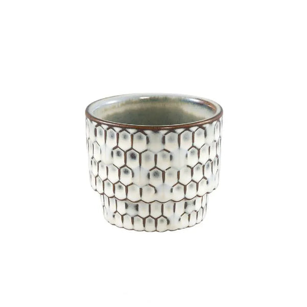 Pot rond en céramique émaillée Emily White, taille XS