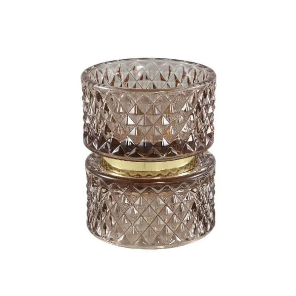 Asiya Brown glass tealight gold middle