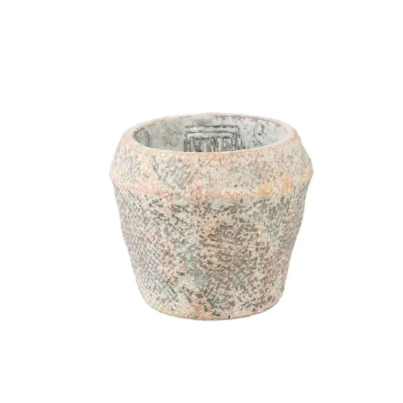 Lourdes Cream cement pot jute pattern round XS - i Giardini di Giulia  