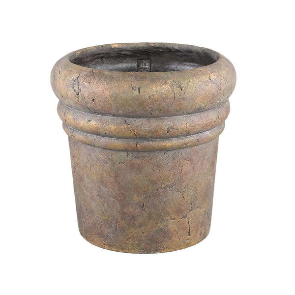 Pot en ciment Helena Brown rond finition dorée XXL