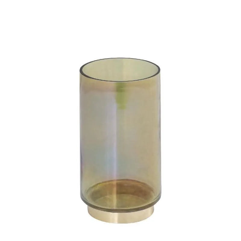 Norah Green glass stormlight with gold metal baseS - i Giardini di Giulia  