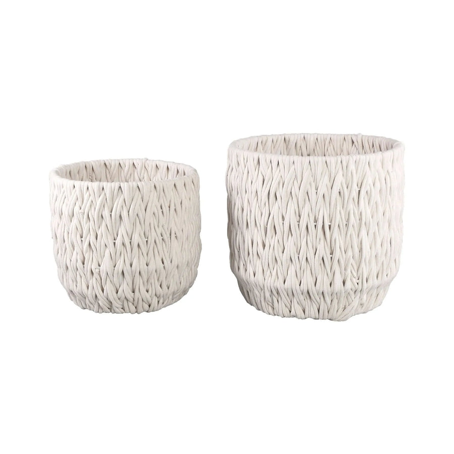 Elliot White linen rope round basket - i Giardini di Giulia  