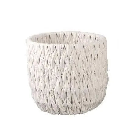Elliot White linen rope round basket - i Giardini di Giulia  