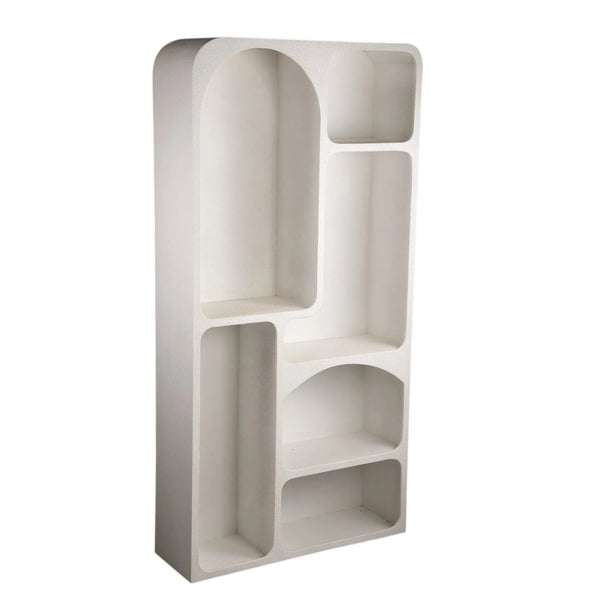 Armoire haute Emmelie White en MDF brut aux formes organiques