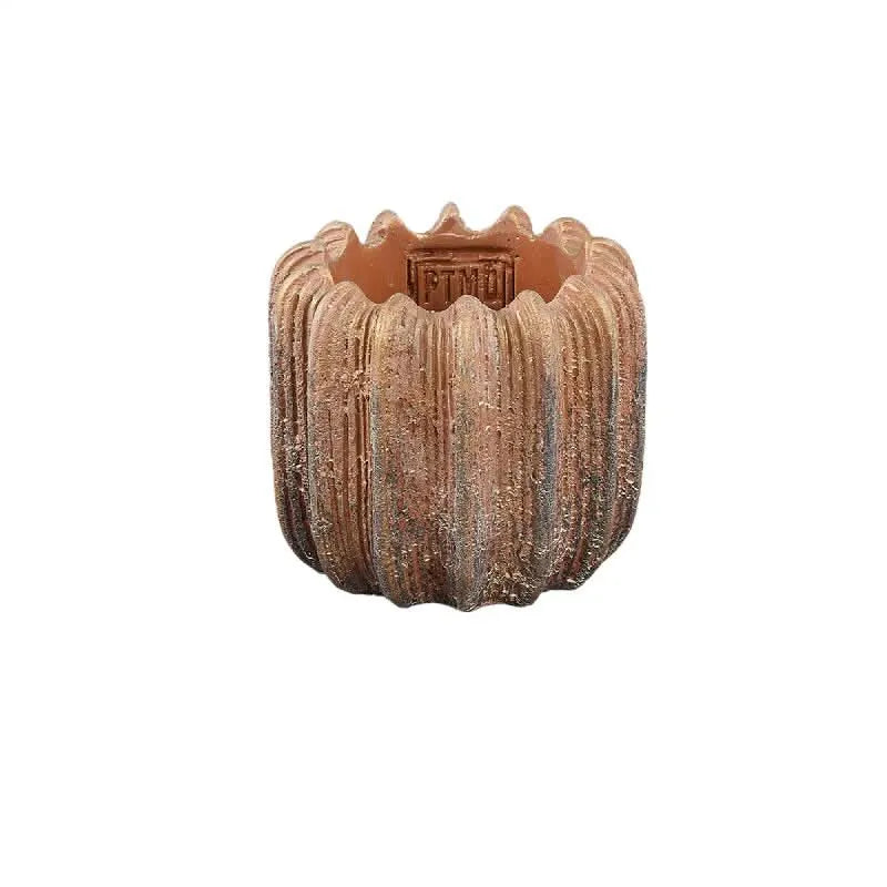 Brigett Copper cement pot ribbed round XS - i Giardini di Giulia  