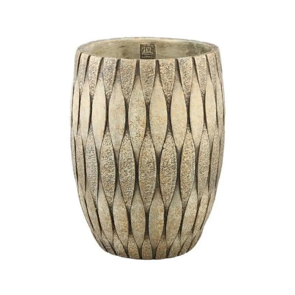 Joedi Pot en ciment taupe structure mixte rond grand S