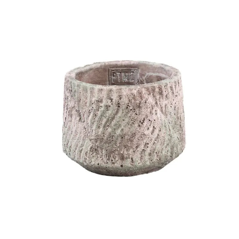 Diesel Grey round cement pot wavy lines rough S - i Giardini di Giulia  