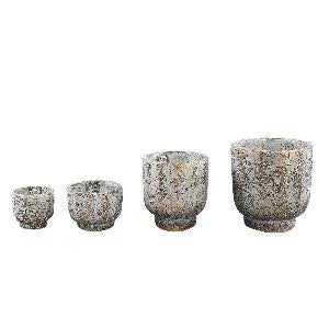 Akil Grey round cement pot rough finish XS