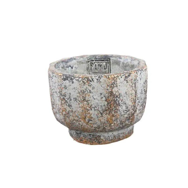 Akil Grey round cement pot rough finish S - i Giardini di Giulia  