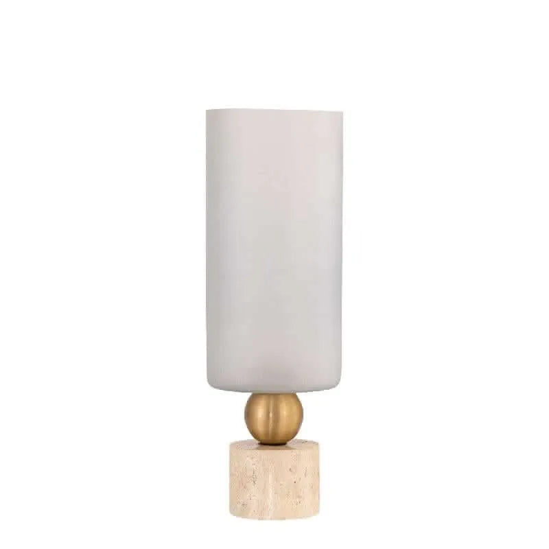 Levee White glass stormlight travertine base S - i Giardini di Giulia  