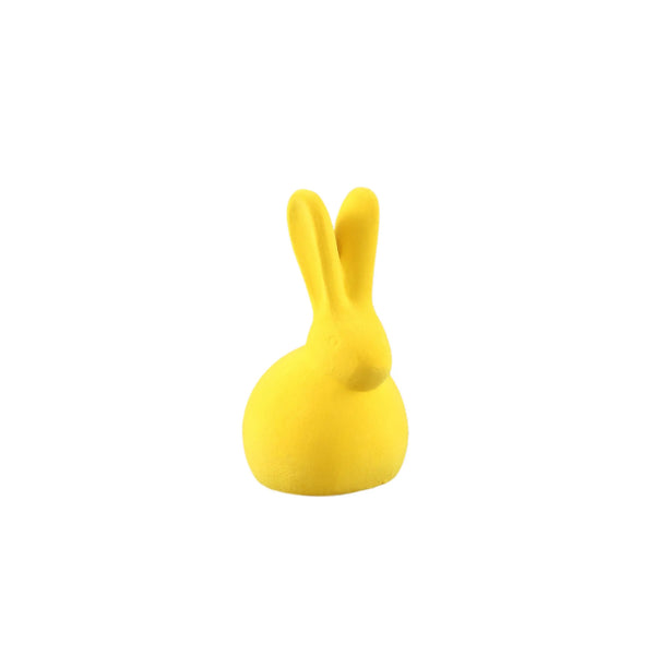 Iagan Yellow flocking terracotta rabbit sitting S