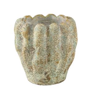 Contina Green round cement pot thick wavy XL