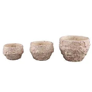 Pot rond en ciment rose clair Romas, finition brute, taille S