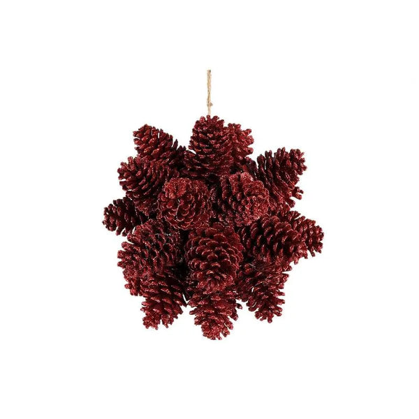 Boule de pomme de pin suspendue Phine Red