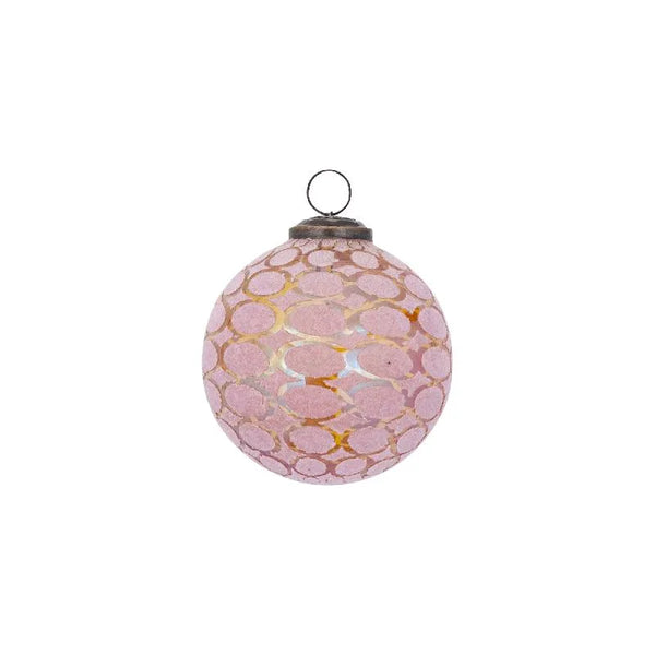 Boule de verre ronde rose Jeyden, motif floqué S