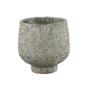 Pot rond Laim Grey en ciment à motif pois sur la base XL