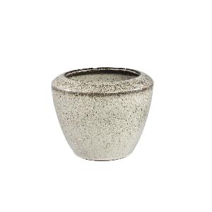 Pot rond en céramique beige Kyleigh, bas, lisse, S
