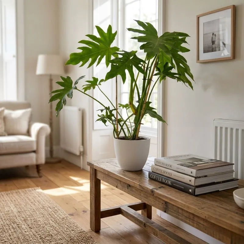 Philodendron Selloum in vaso - vista laterale della pianta alta 95 cm