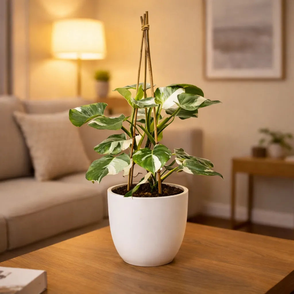 Philodendron White - dettaglio delle foglie variegate verdi e bianche