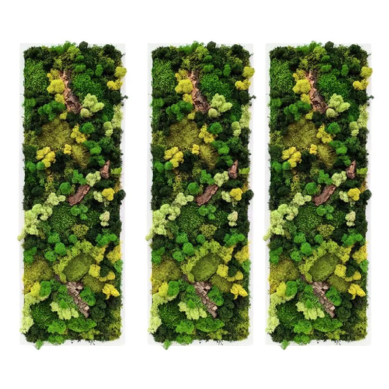 Quadro muschio stabilizzato 90x30 cm - vista frontale con cornice bianca e sughero, design moderno