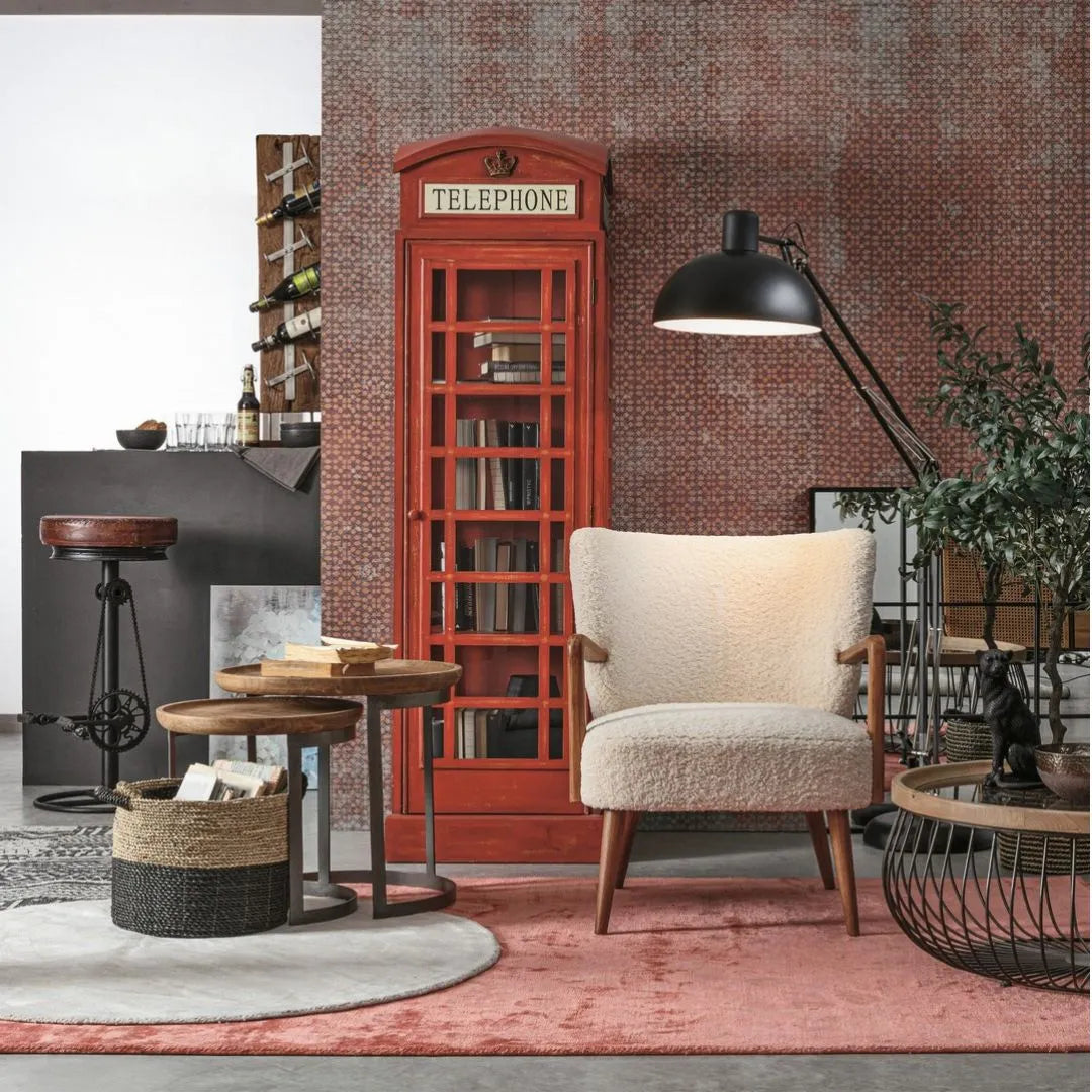 Vista frontale del tappeto Belize corallo con frange decorative