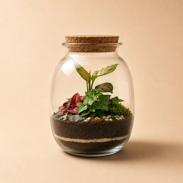 Terrarium Carlotte avec plantes vertes