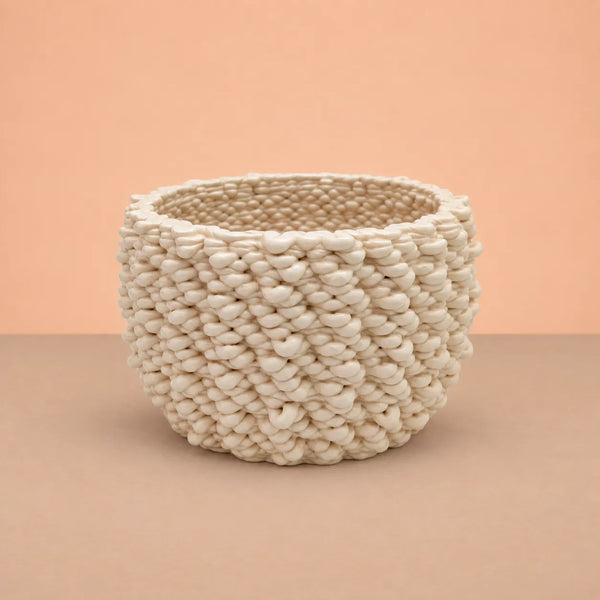 Niedrige Keramikvase Fira, Made in Italy
