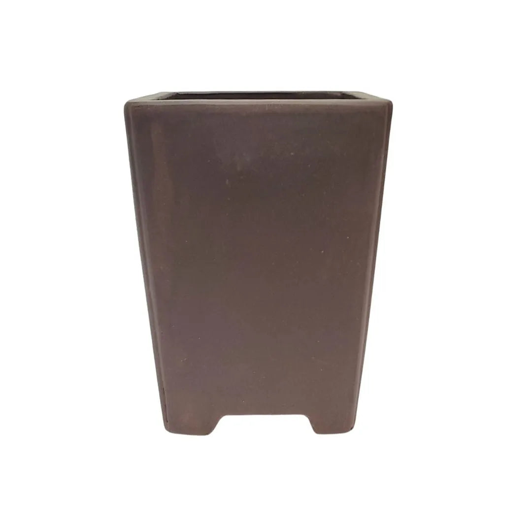 Vaso quadrato a cascata in ceramica non smaltata marrone per bonsai, prodotto artigianalmente a Yixing.