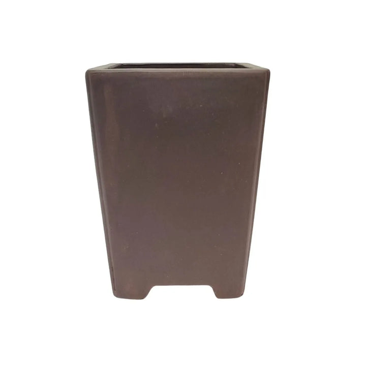 Vaso quadrato a cascata in ceramica non smaltata marrone per bonsai, prodotto artigianalmente a Yixing.