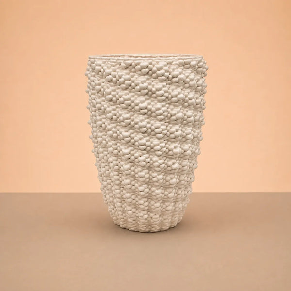 Vase en argile artisanal Fira, finition brillante, D.22 H.33 cm