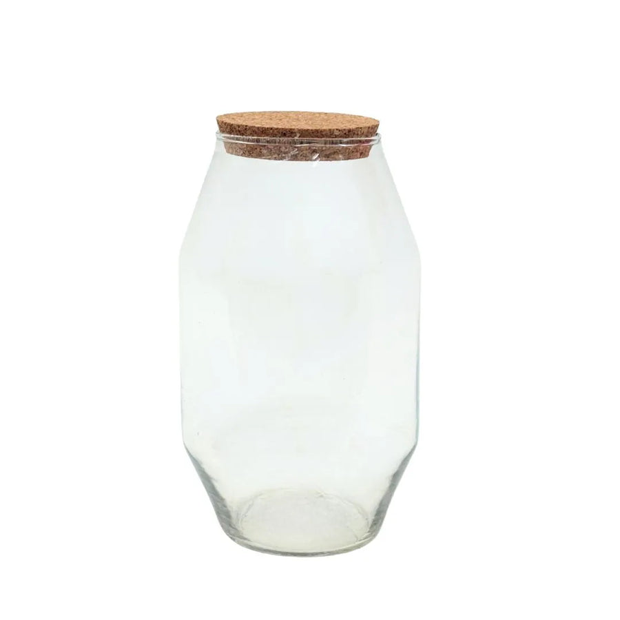 Contenitore in vetro soffiato vuoto con tappo in sughero – 20x12 cm